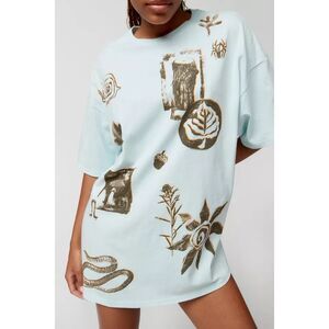 Urban Outfitters UO Bitmap Nature Oversized T Shirt Blue XS/S NEW
